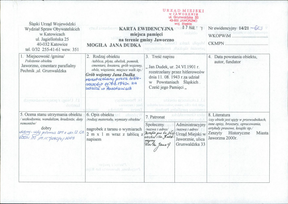 karta ewidencyjna, skan nr 1