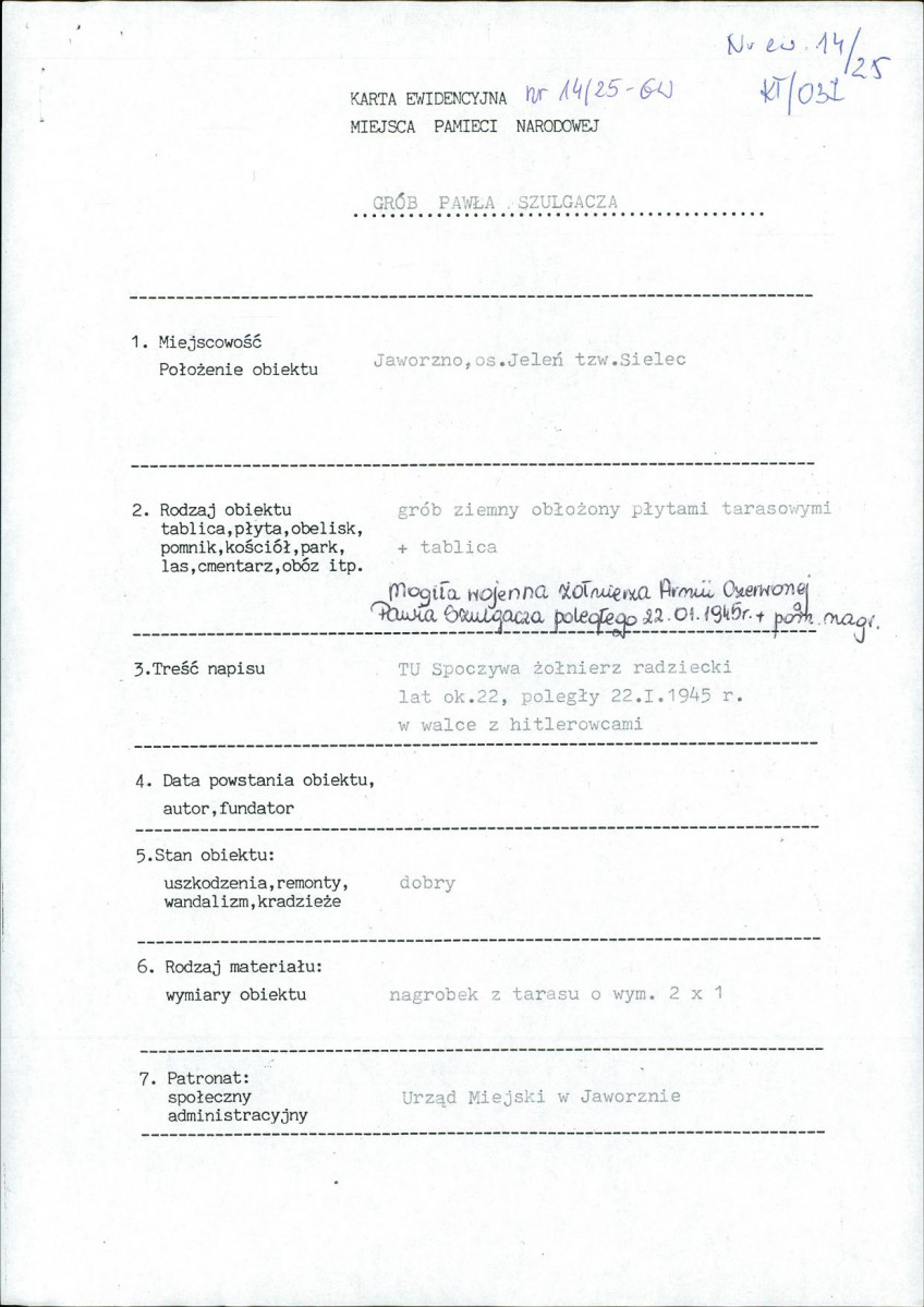 karta ewidencyjna, skan nr 1