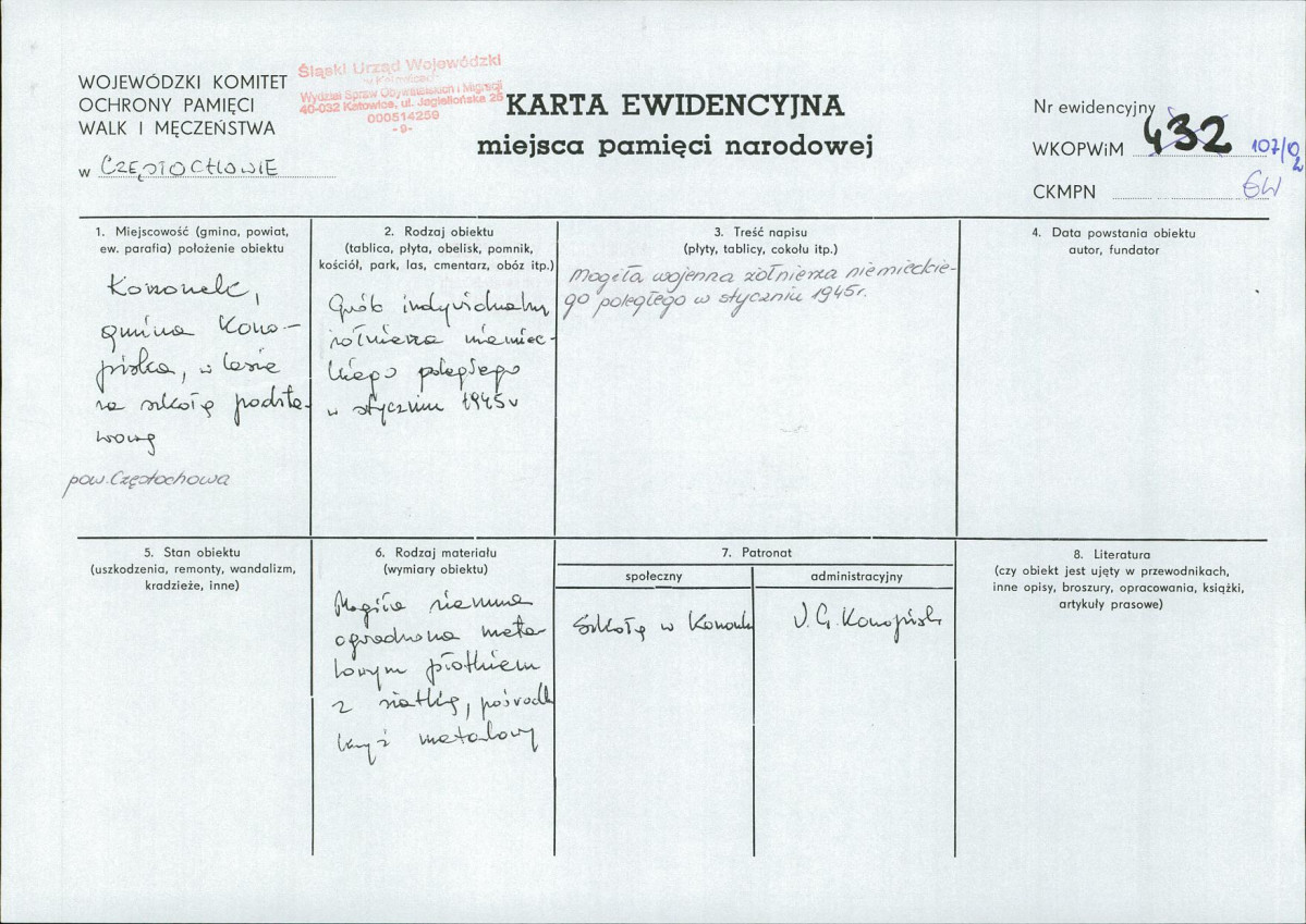 karta ewidencyjna, skan nr 1
