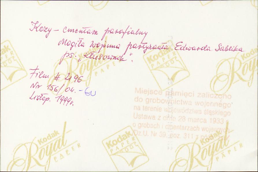 karta ewidencyjna, skan nr 6