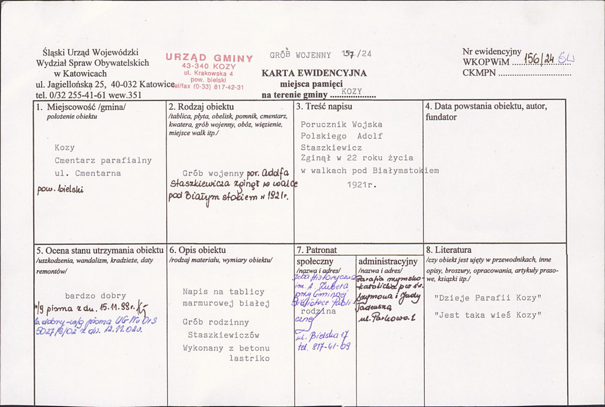 karta ewidencyjna, skan nr 1