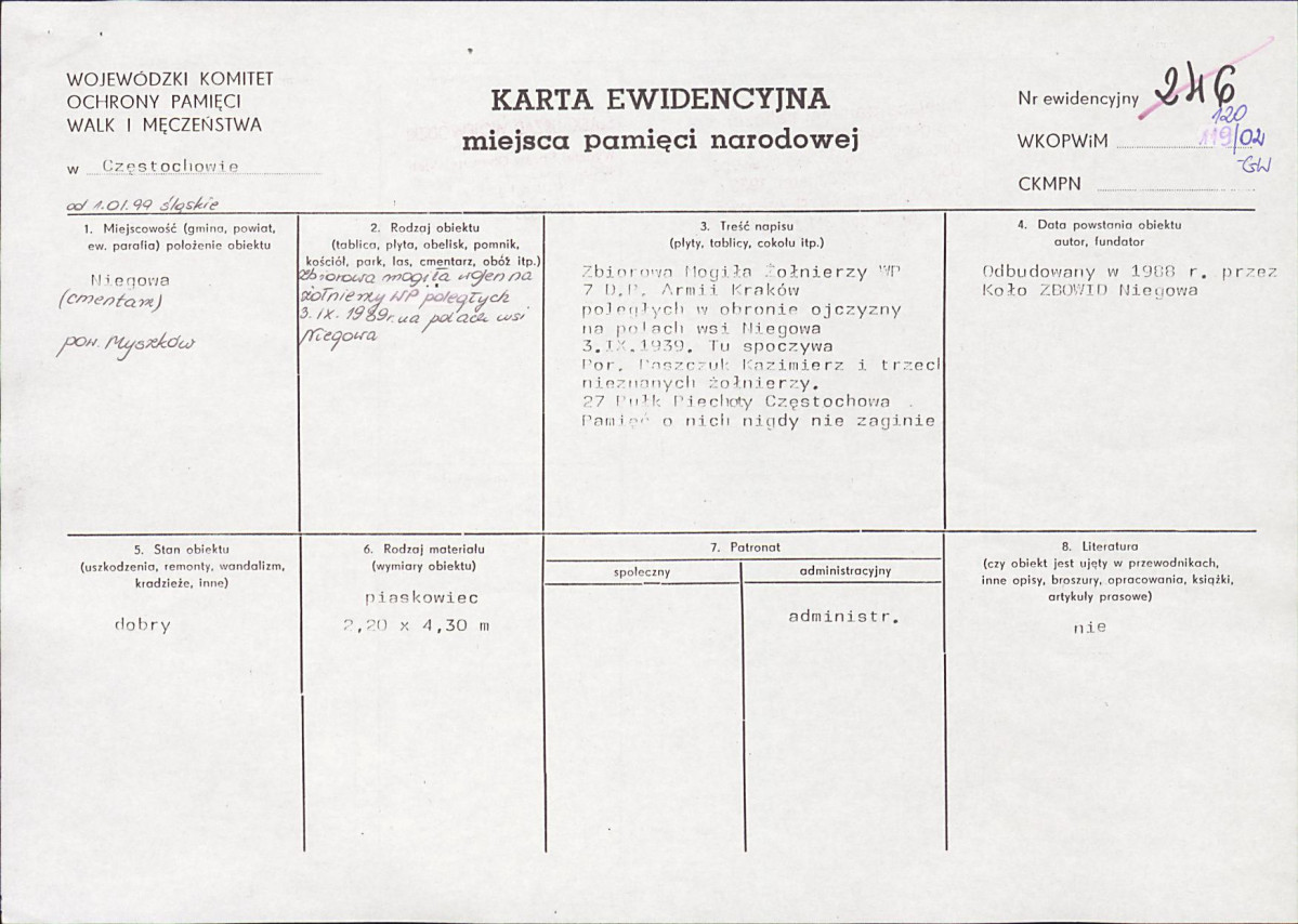 karta ewidencyjna, skan nr 1