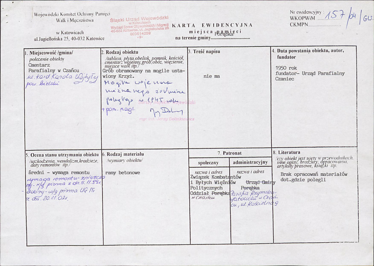 karta ewidencyjna, skan nr 1