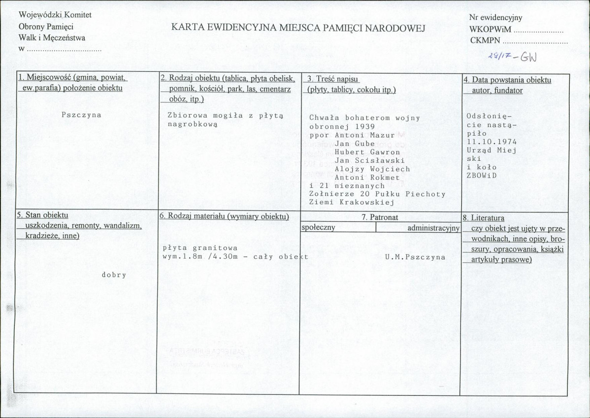 karta ewidencyjna, skan nr 1