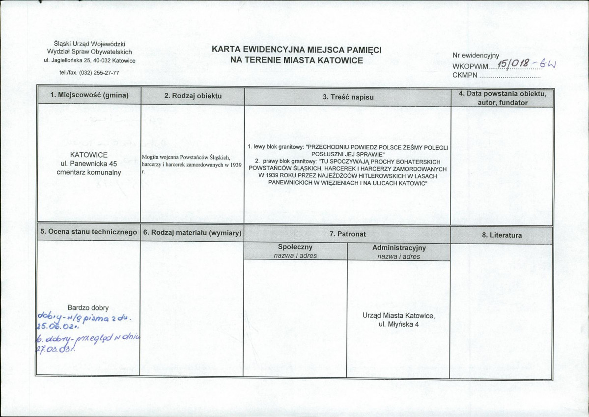 karta ewidencyjna, skan nr 1