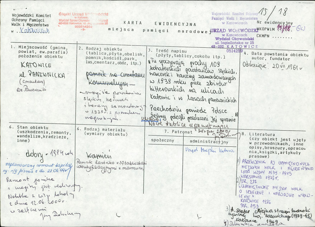 karta ewidencyjna, skan nr 1