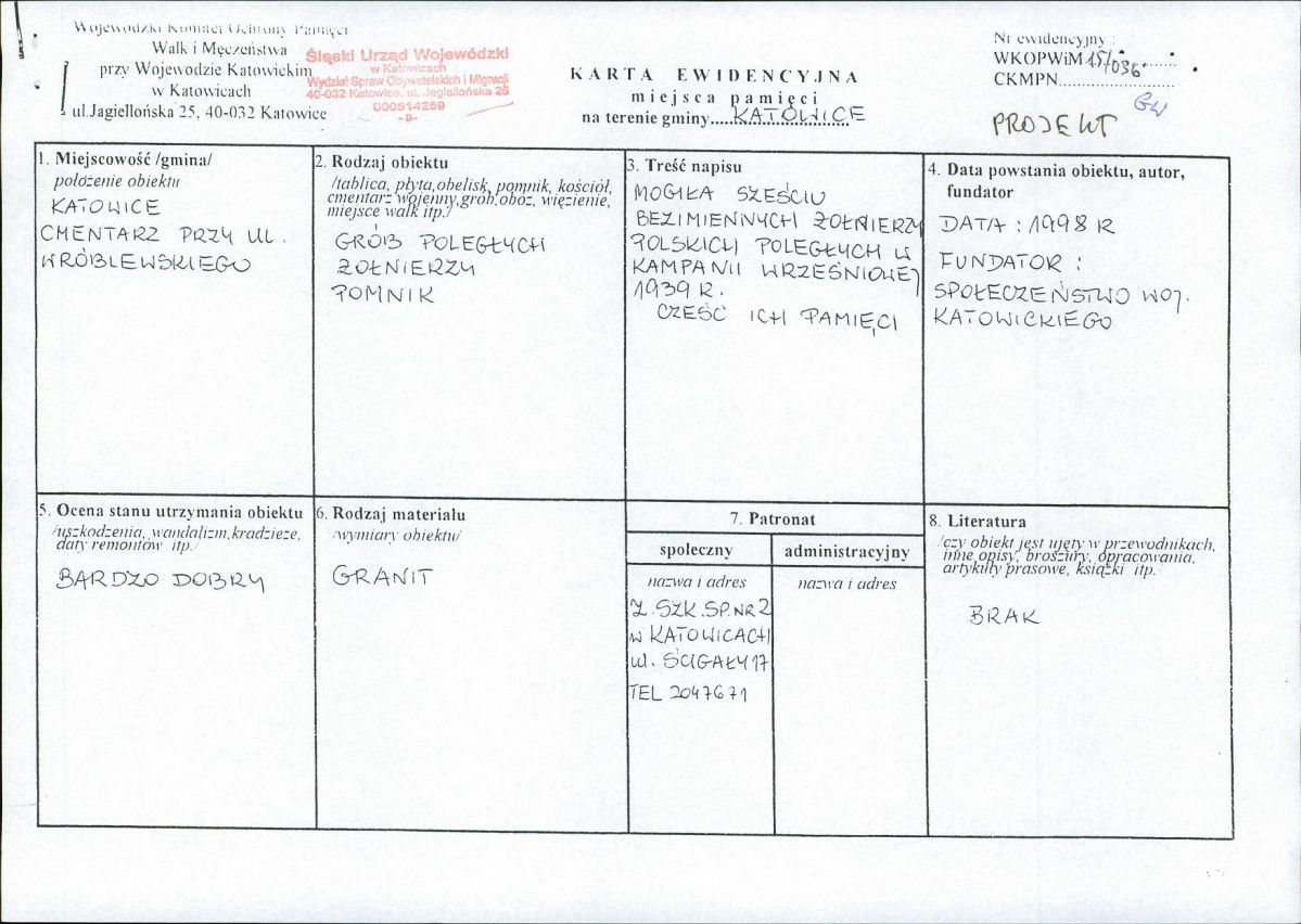 karta ewidencyjna, skan nr 1
