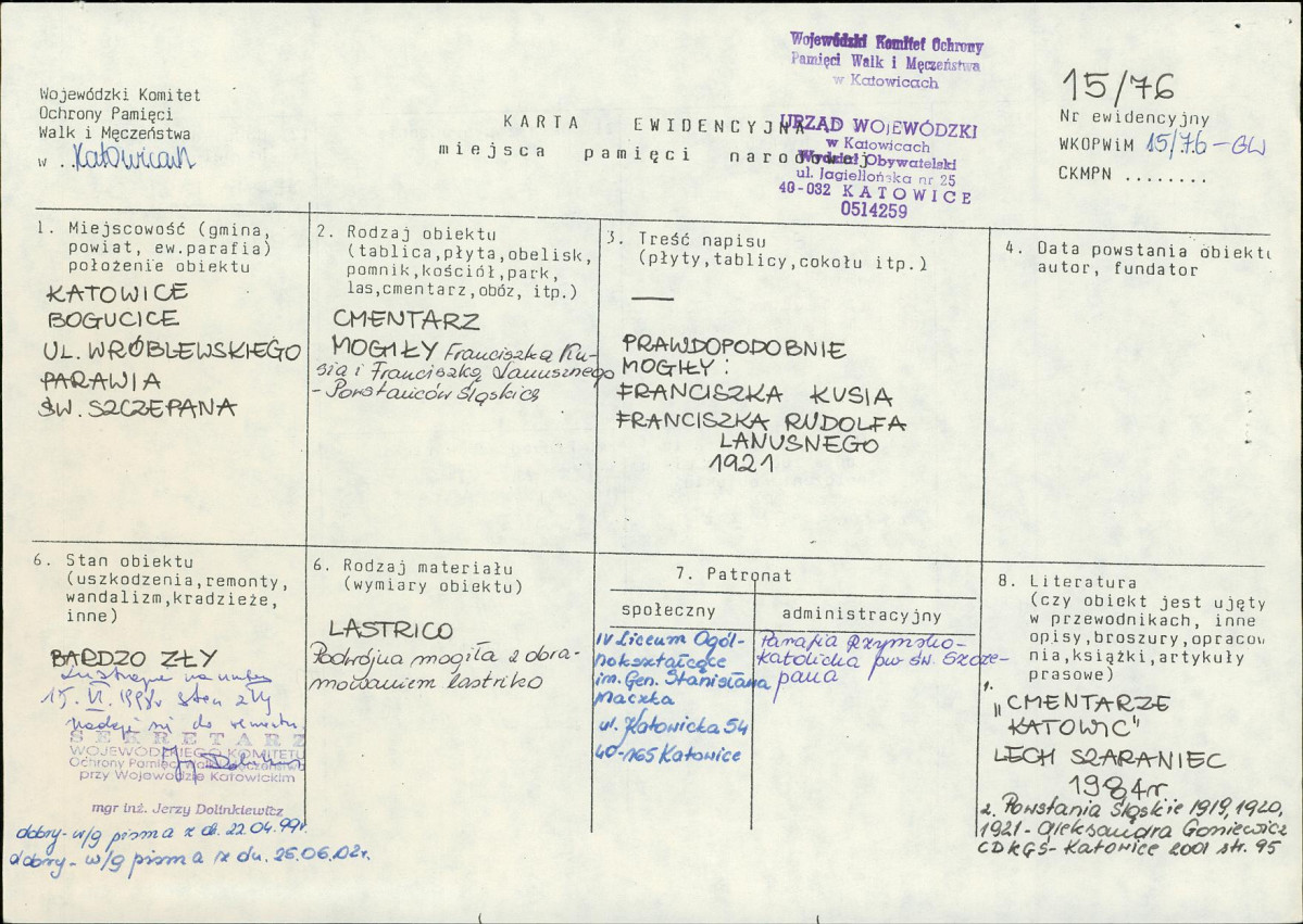 karta ewidencyjna, skan nr 1