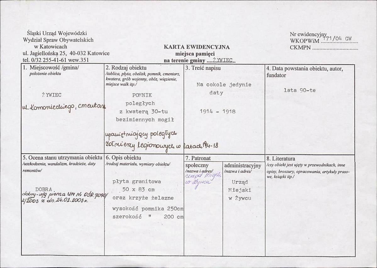 karta ewidencyjna, skan nr 1