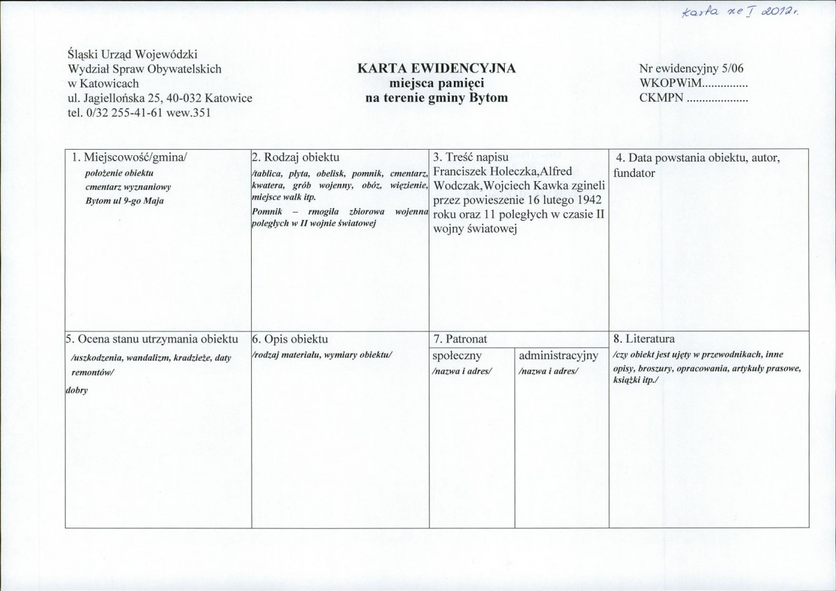 karta ewidencyjna, skan nr 1