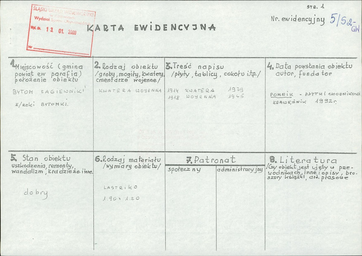 karta ewidencyjna, skan nr 1