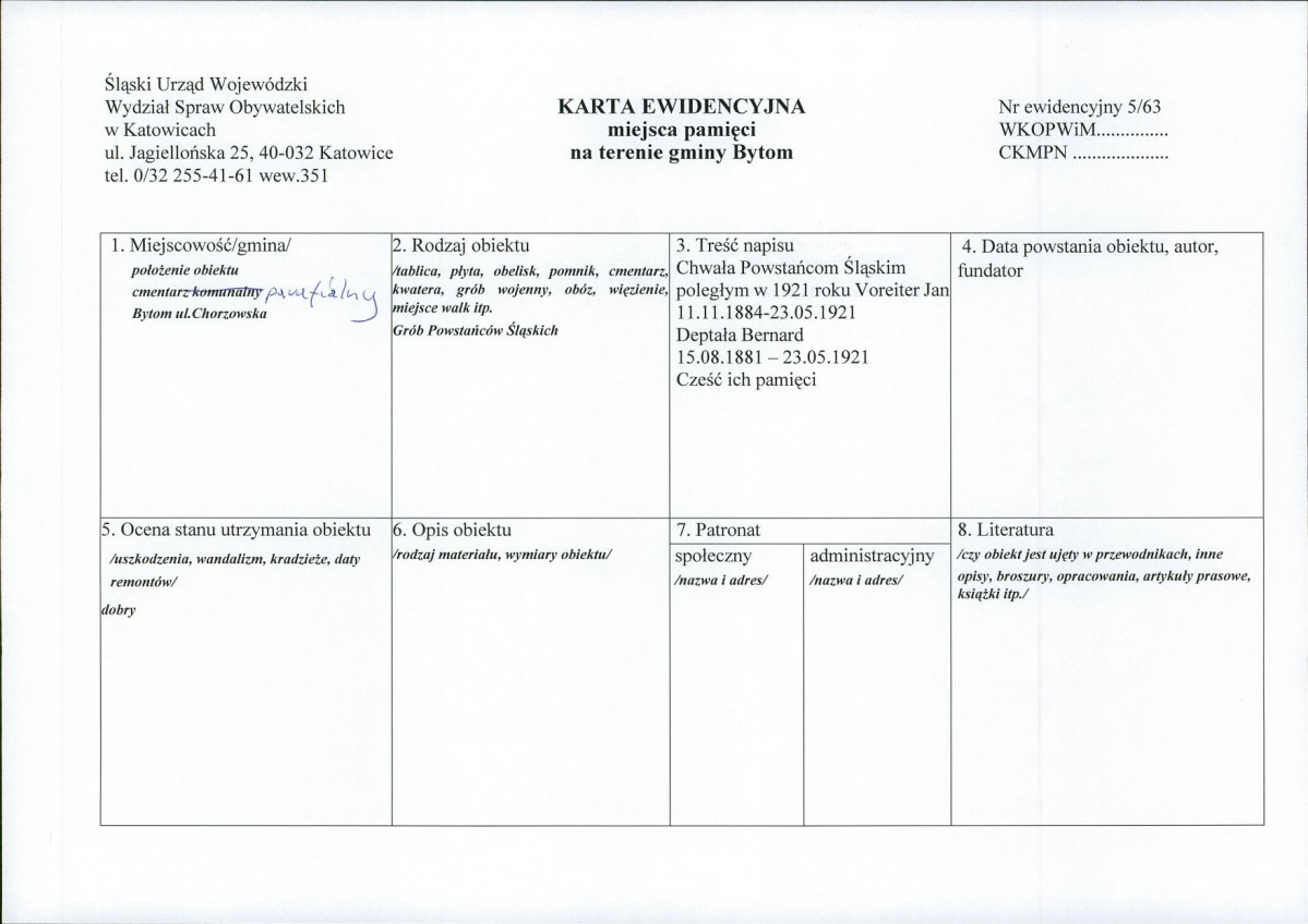 karta ewidencyjna, skan nr 1