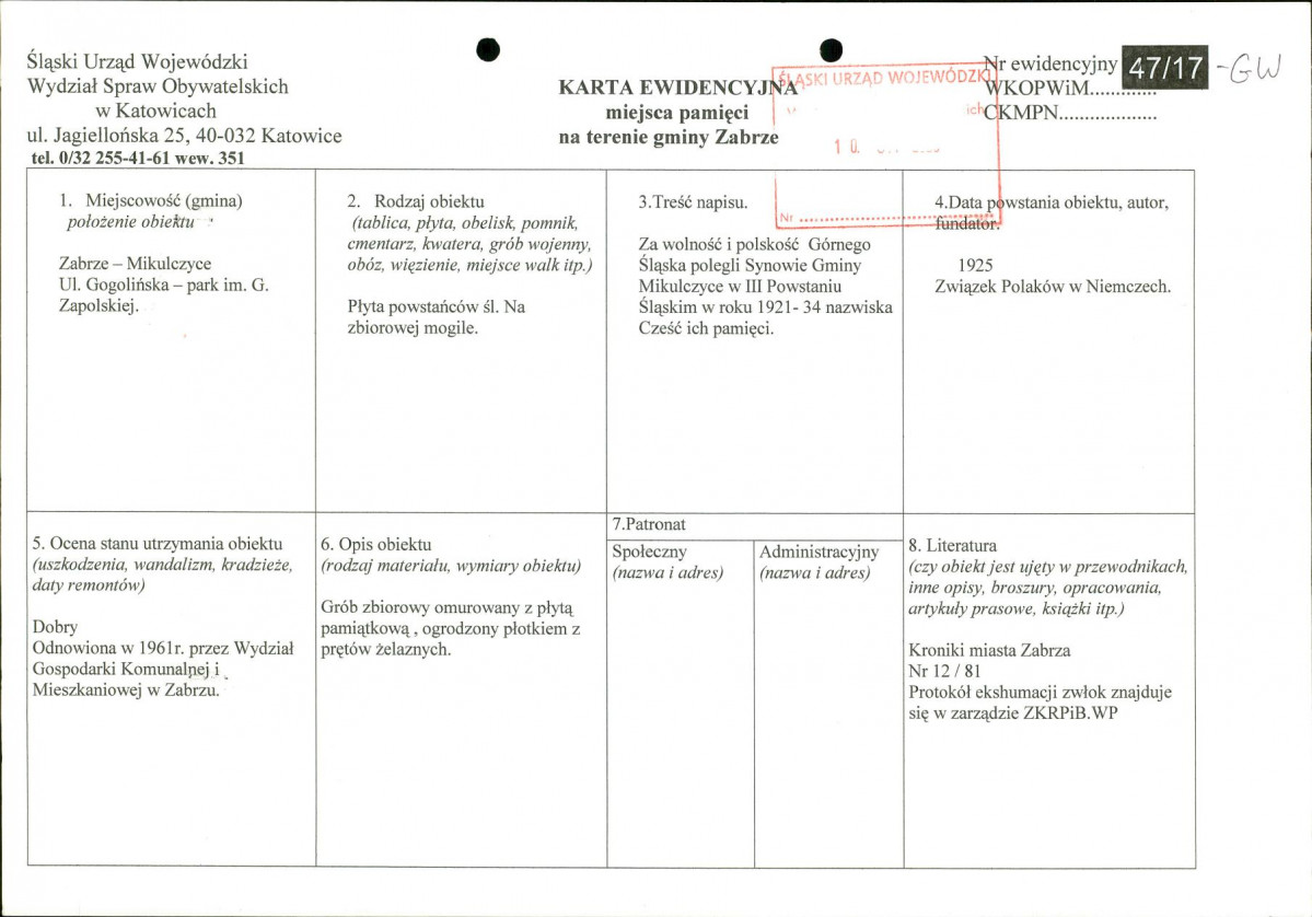 karta ewidencyjna, skan nr 1