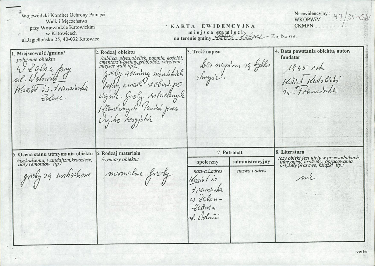 karta ewidencyjna, skan nr 1