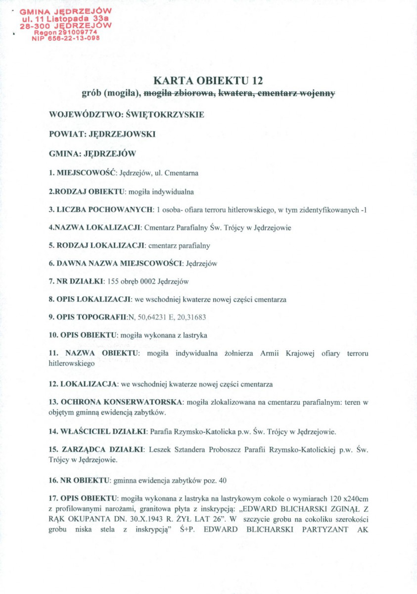 karta ewidencyjna, skan nr 1