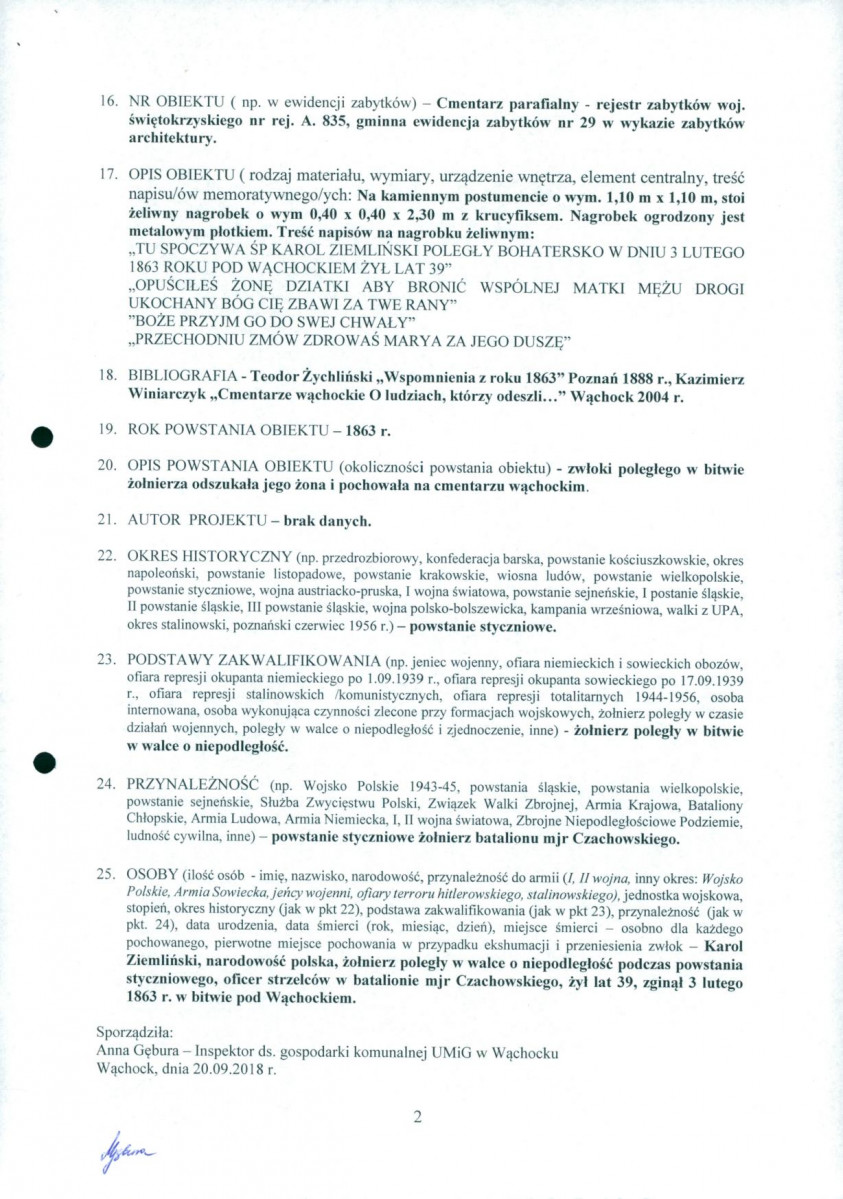 karta ewidencyjna, skan nr 2