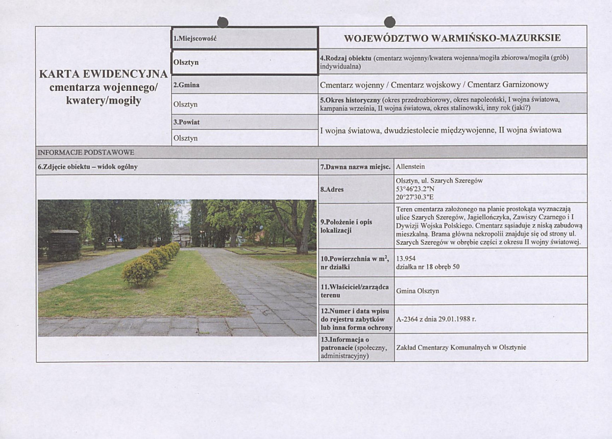 karta ewidencyjna, skan nr 1