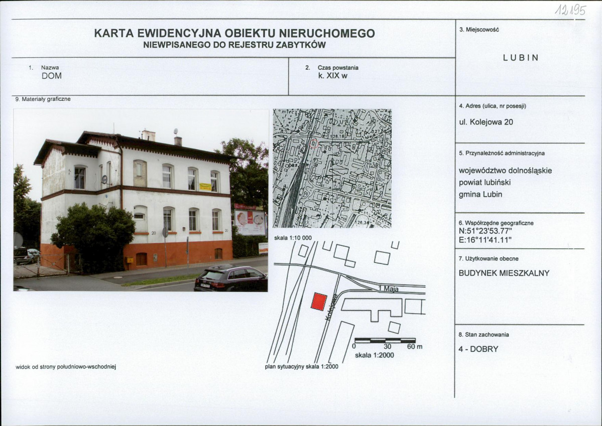 Karta obiektu niewpisanego do rejestru, skan nr 1