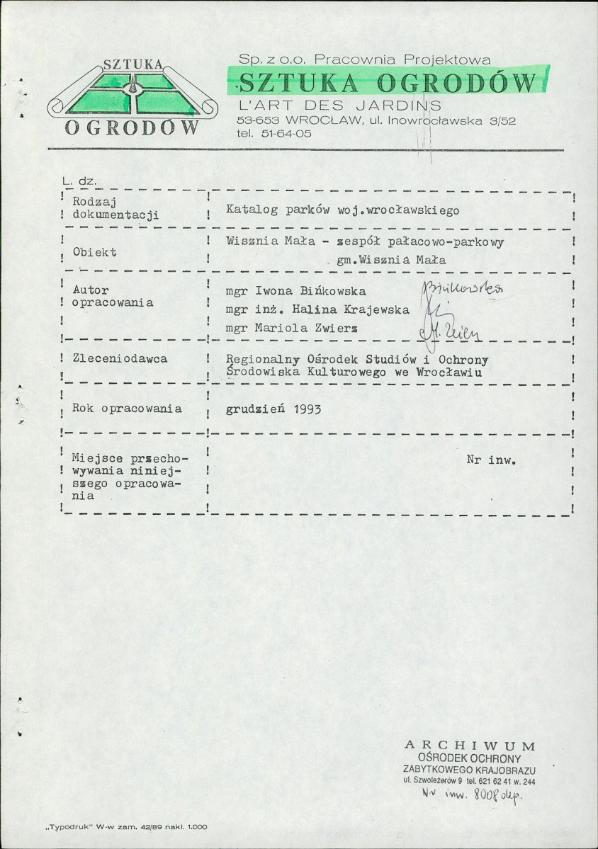 Ewidencja parkowa, skan nr 4