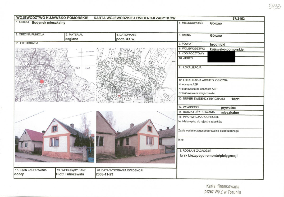 KEZN - Karta obiektu niewpisanego do rejestru, skan nr 1