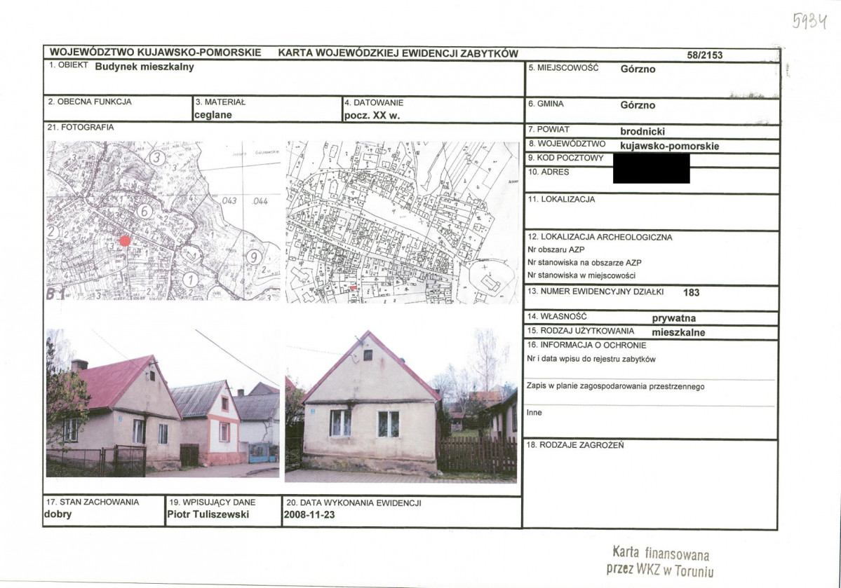 KEZN - Karta obiektu niewpisanego do rejestru, skan nr 1