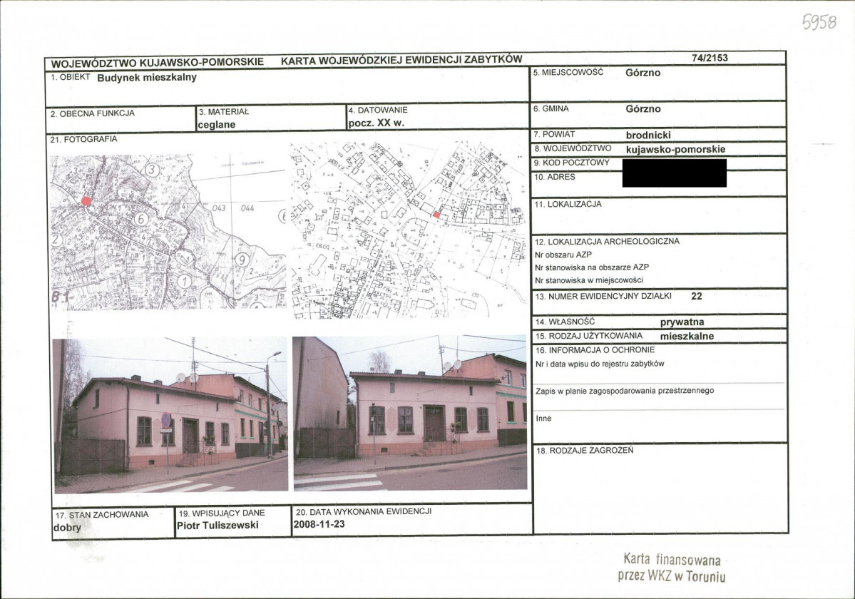 KEZN - Karta obiektu niewpisanego do rejestru, skan nr 1