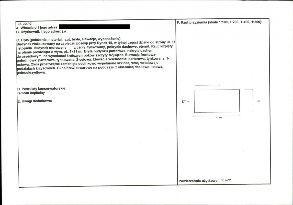 KEZN - Karta obiektu niewpisanego do rejestru, skan nr 2