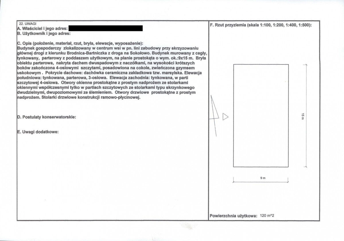 KEZN - Karta obiektu niewpisanego do rejestru, skan nr 2