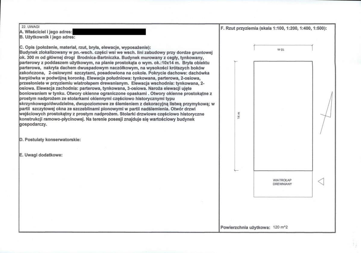 KEZN - Karta obiektu niewpisanego do rejestru, skan nr 2
