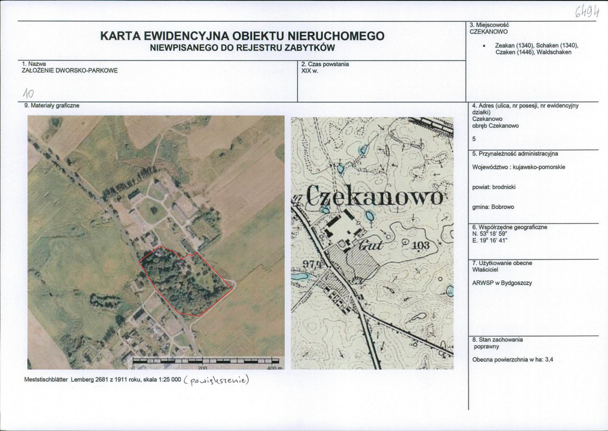 KEZN - Karta obiektu niewpisanego do rejestru, skan nr 1