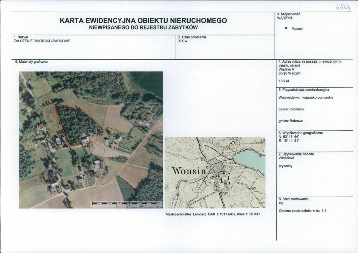 KEZN - Karta obiektu niewpisanego do rejestru, skan nr 1