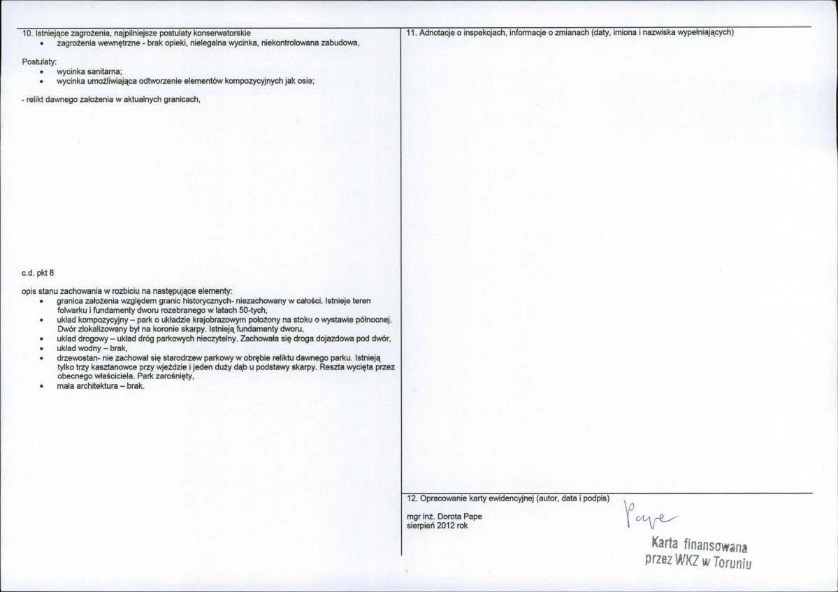KEZN - Karta obiektu niewpisanego do rejestru, skan nr 2