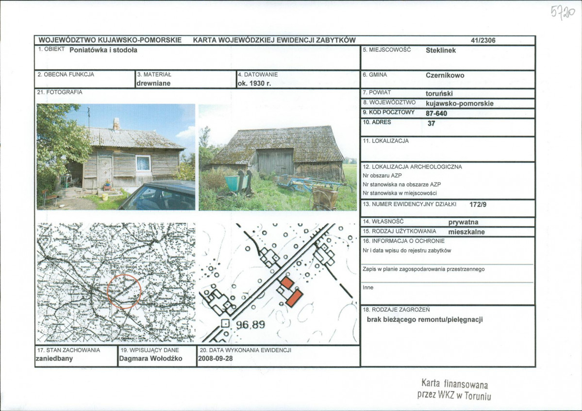 KEZN - Karta obiektu niewpisanego do rejestru, skan nr 1