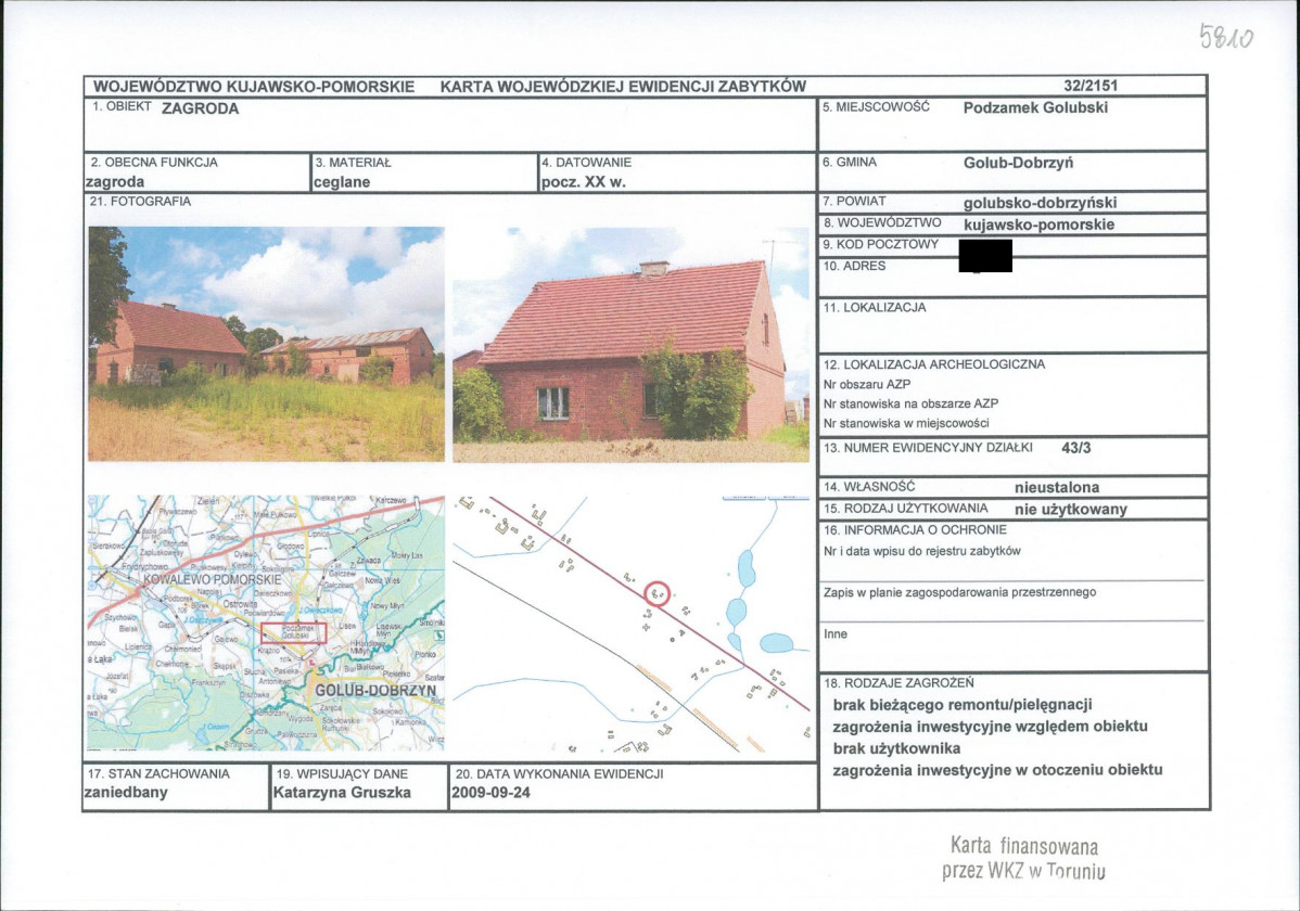 KEZN - Karta obiektu niewpisanego do rejestru, skan nr 1