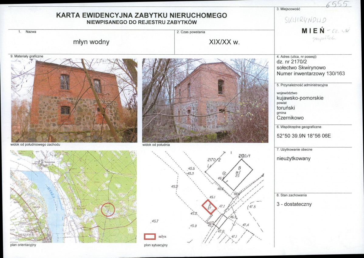 KEZN - Karta obiektu niewpisanego do rejestru, skan nr 1