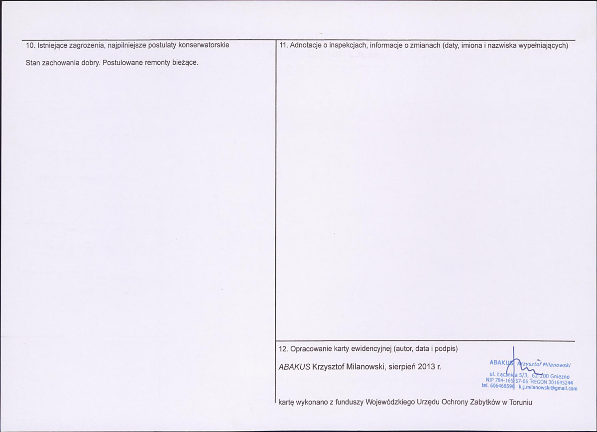 KEZN - Karta obiektu niewpisanego do rejestru, skan nr 2