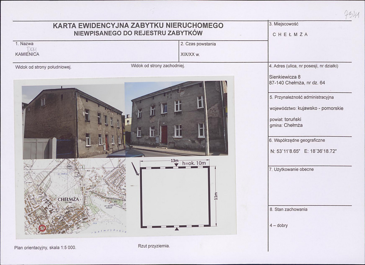 KEZN - Karta obiektu niewpisanego do rejestru, skan nr 1