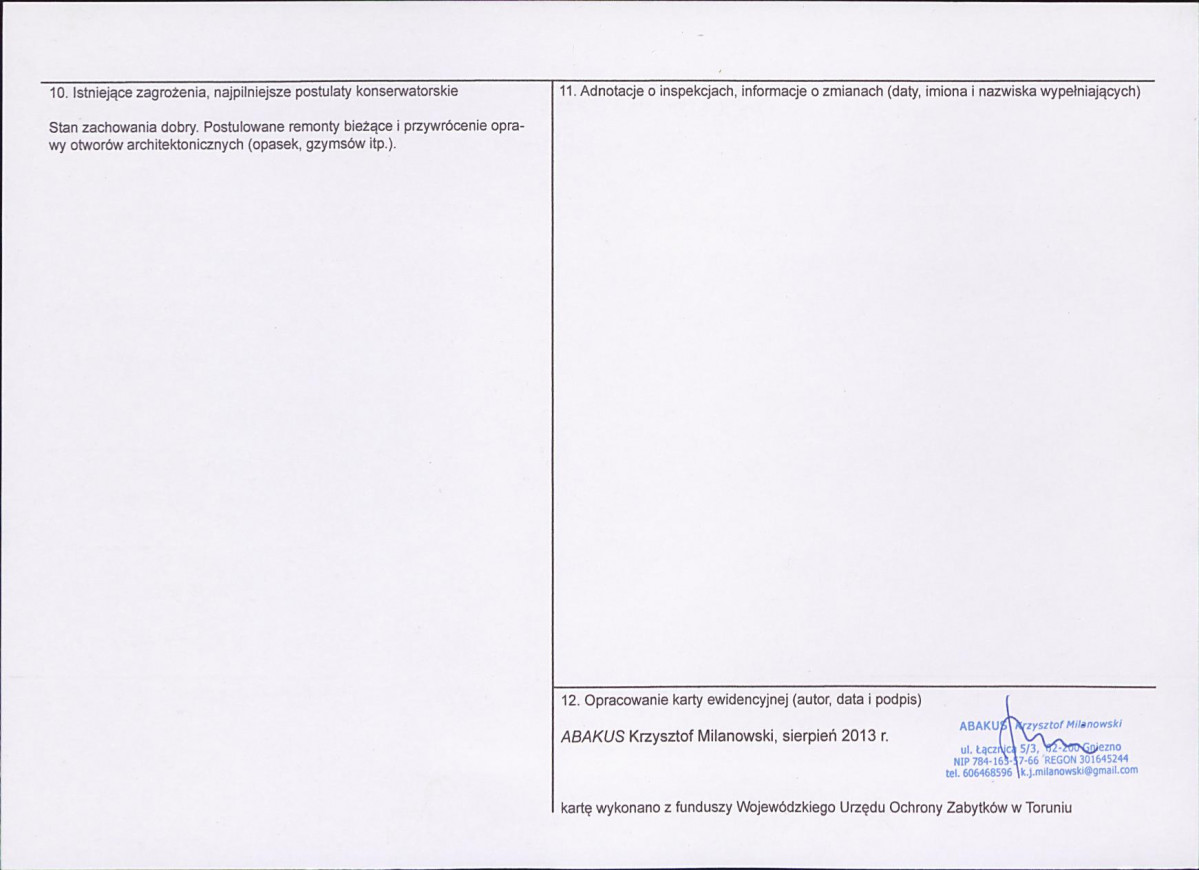 KEZN - Karta obiektu niewpisanego do rejestru, skan nr 2