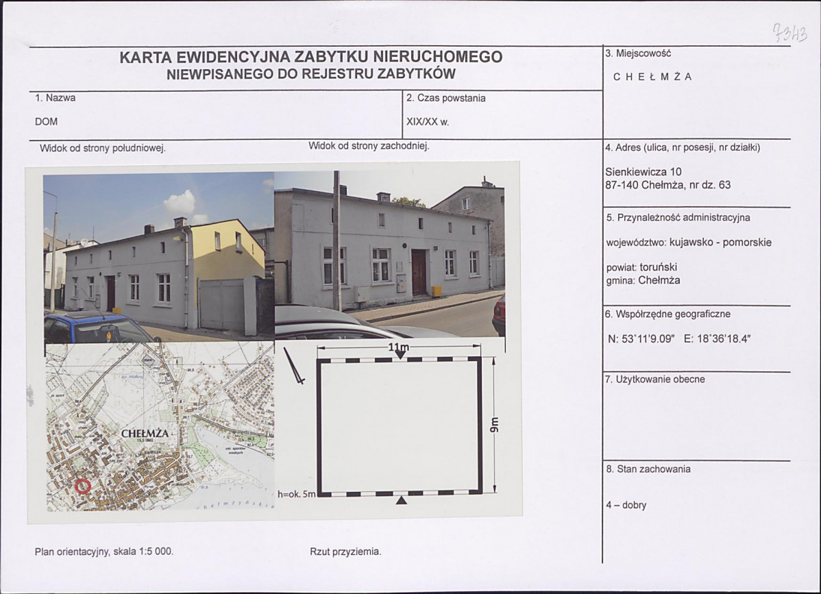 KEZN - Karta obiektu niewpisanego do rejestru, skan nr 1