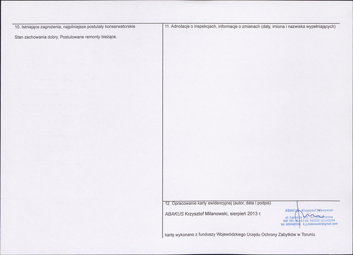 KEZN - Karta obiektu niewpisanego do rejestru, skan nr 2