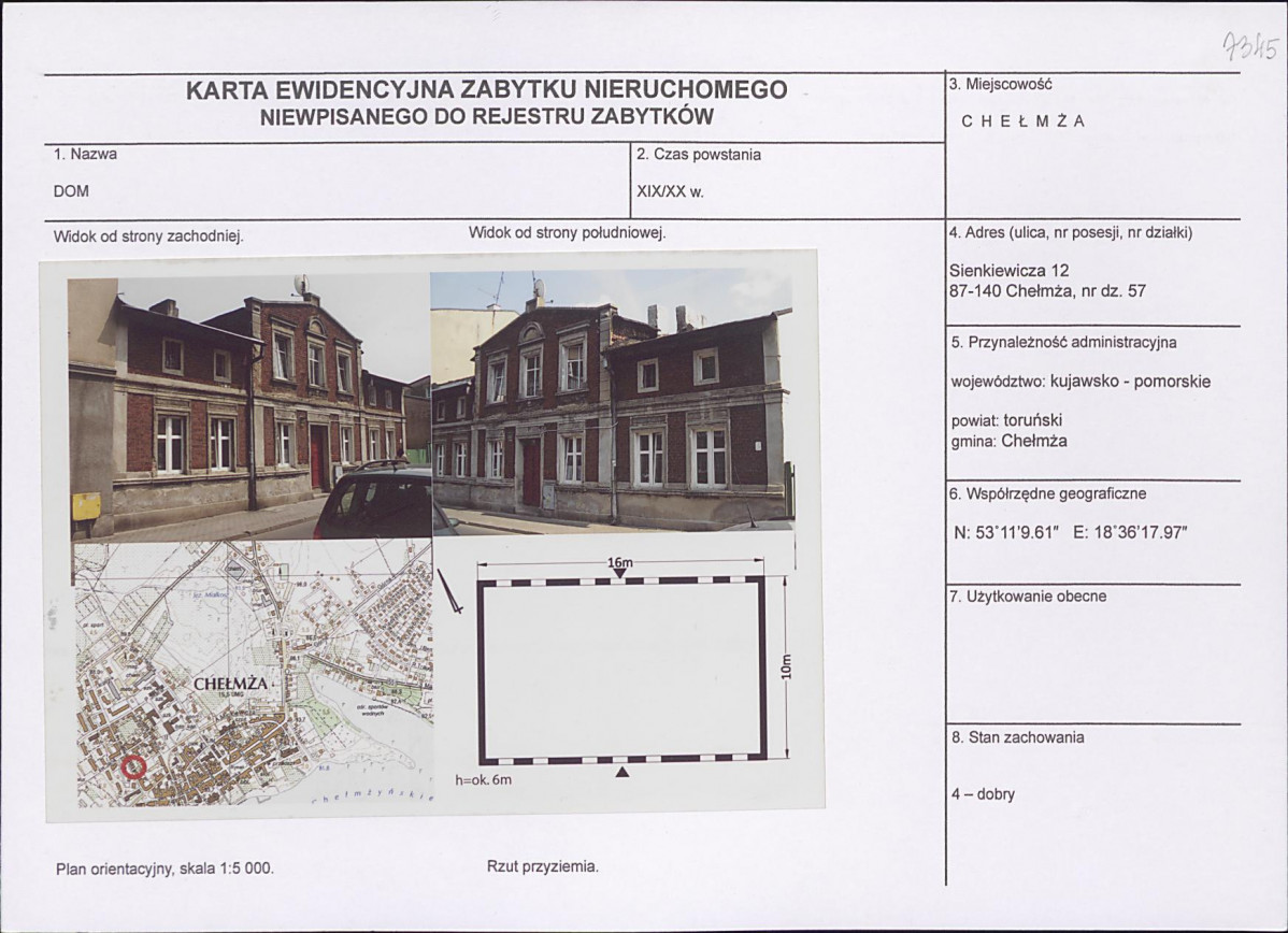 KEZN - Karta obiektu niewpisanego do rejestru, skan nr 1
