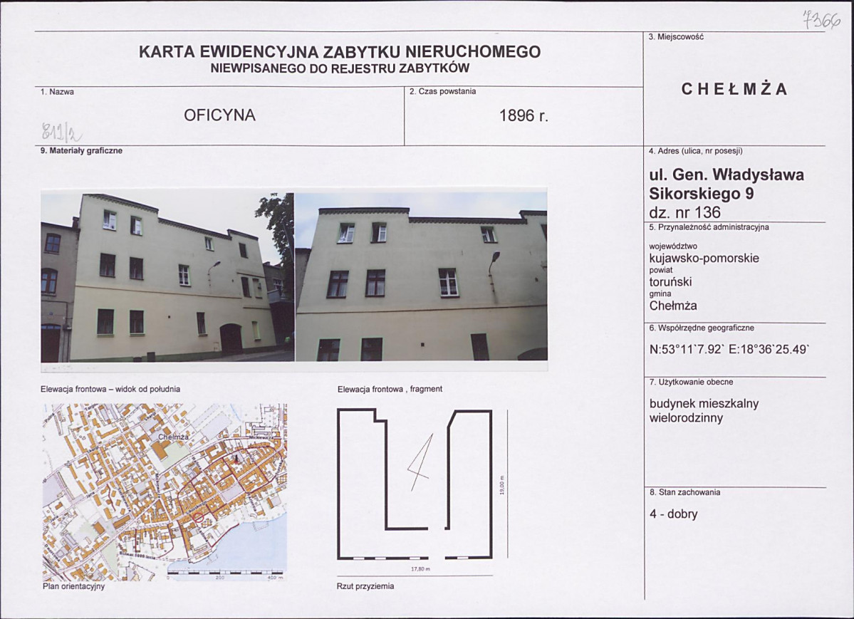 KEZN - Karta obiektu niewpisanego do rejestru, skan nr 1