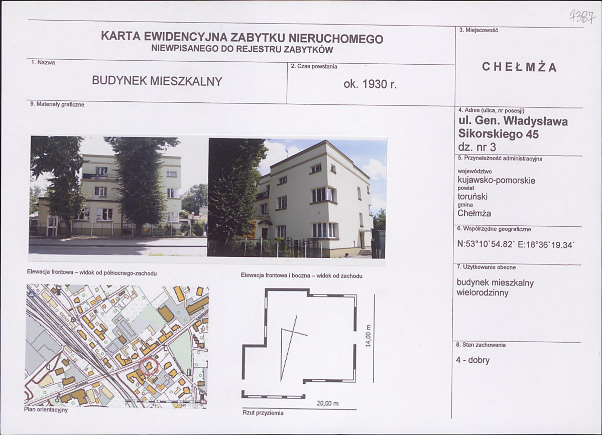 KEZN - Karta obiektu niewpisanego do rejestru, skan nr 1