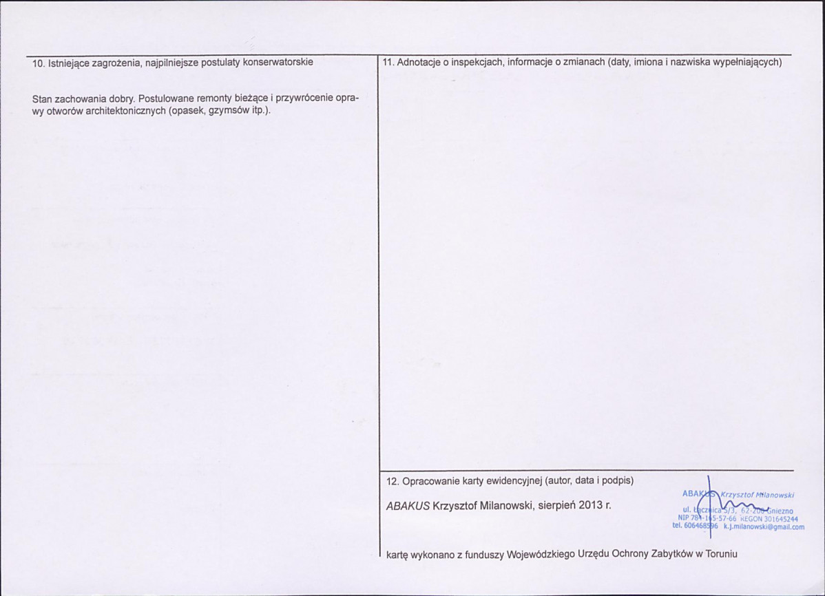 KEZN - Karta obiektu niewpisanego do rejestru, skan nr 2