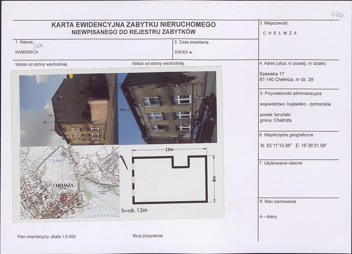 KEZN - Karta obiektu niewpisanego do rejestru, skan nr 1