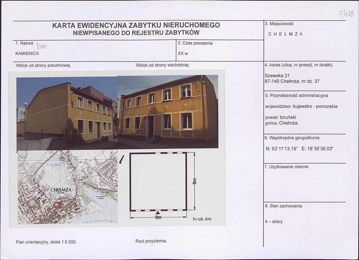 KEZN - Karta obiektu niewpisanego do rejestru, skan nr 1