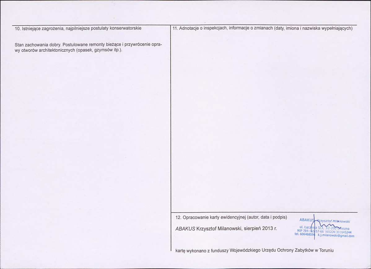 KEZN - Karta obiektu niewpisanego do rejestru, skan nr 2