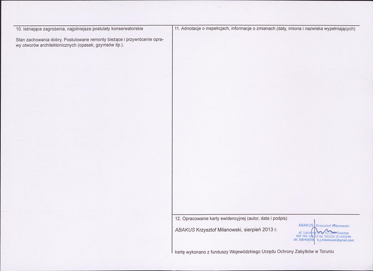 KEZN - Karta obiektu niewpisanego do rejestru, skan nr 2