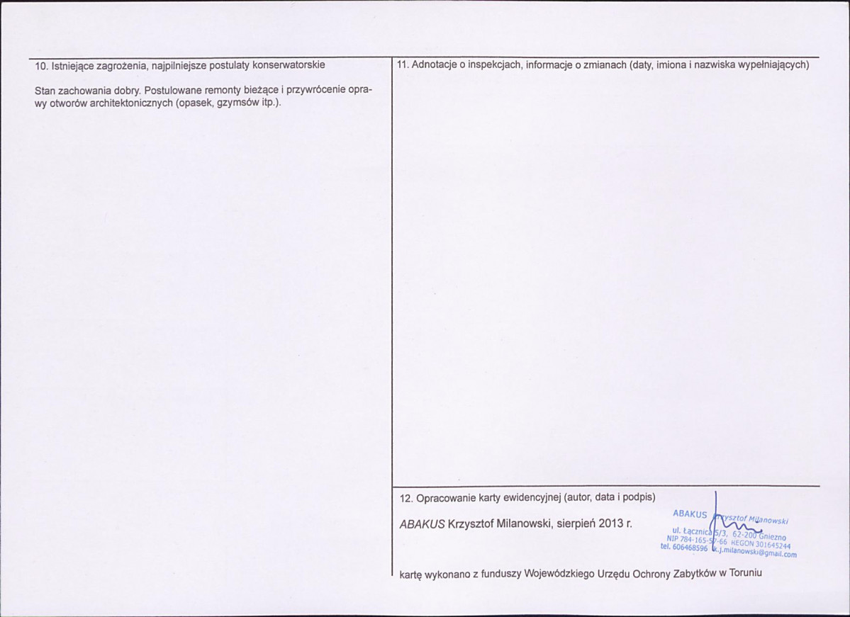 KEZN - Karta obiektu niewpisanego do rejestru, skan nr 2
