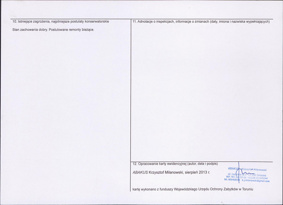 KEZN - Karta obiektu niewpisanego do rejestru, skan nr 2